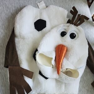 White and Brown Snowman Costume with Orange Nose